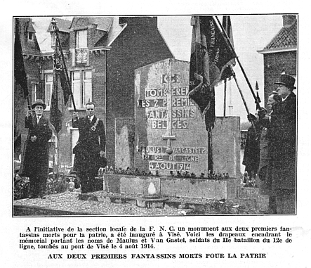 inauguration du monument du 12e de Ligne  Maulus et Van Gastel