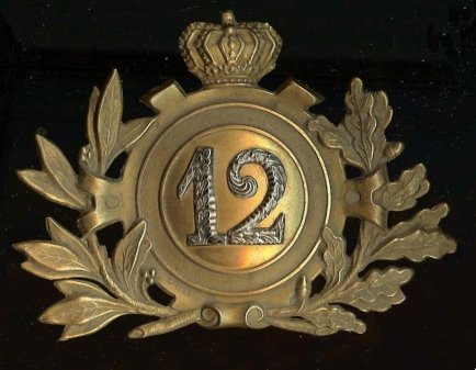 Plaque de Shako d'officier du 12e de Ligne