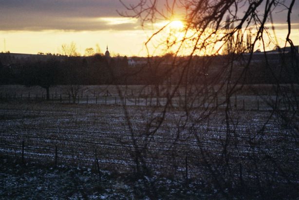 Les prs, couverts de givre en automne